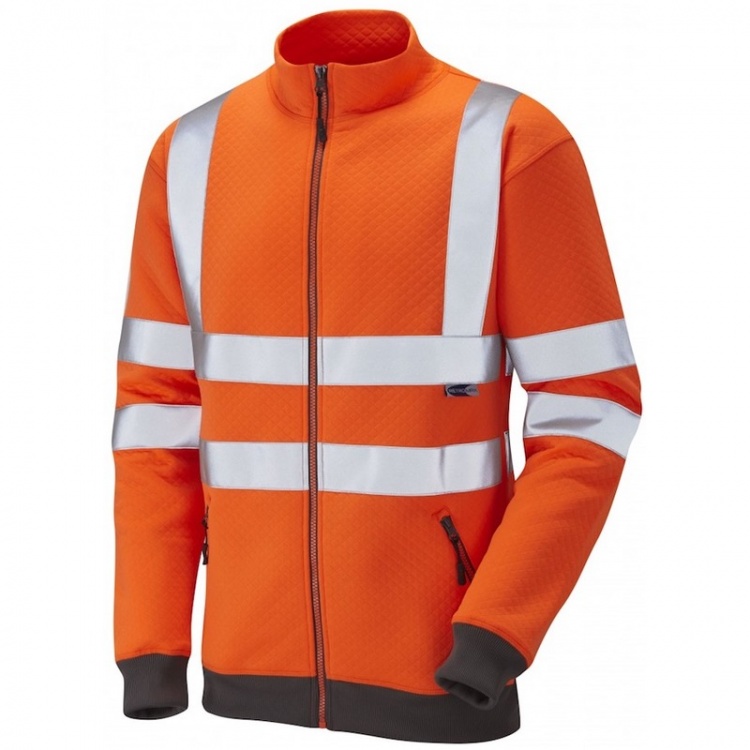 Leo WorkwearSS03-O LibbatonEcoViz Hi Vis Full Zip Track Top Sweatshirt Orange ISO 20471 Class 3